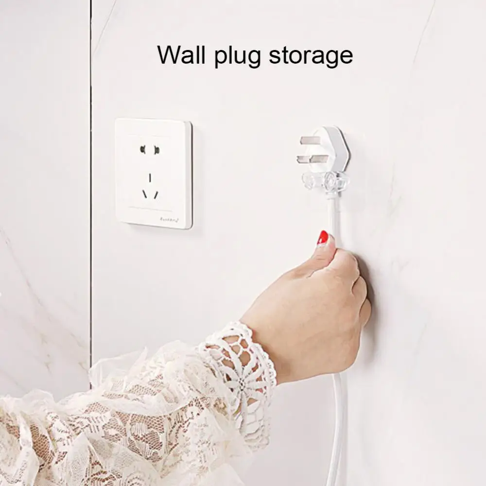 1/2/4PCS Transparent Hook Wire Rack Power Plug Storage Holder Wall Hook Cable Winder Household Products