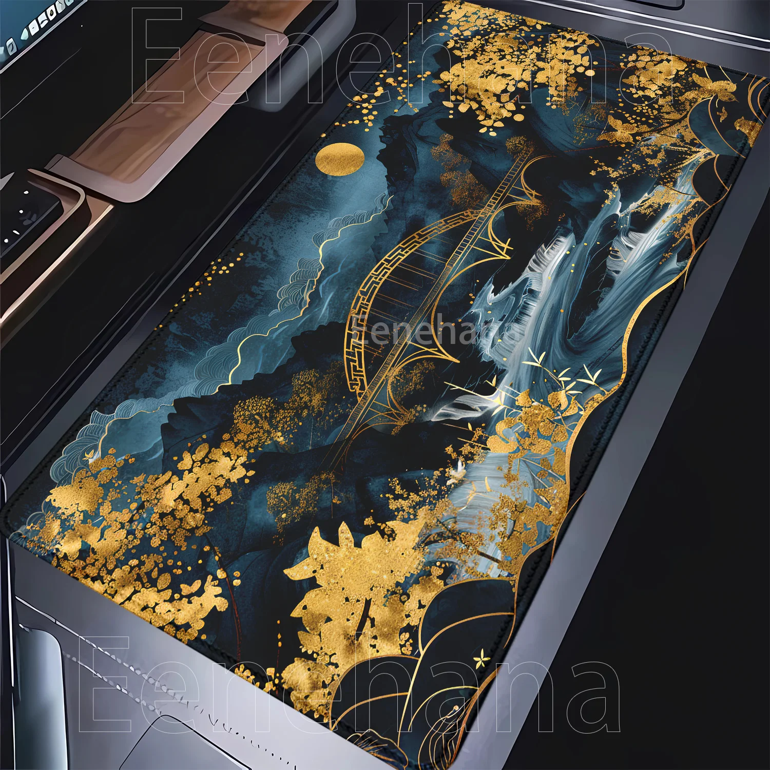 landscape mountain sunset cartoon Mouse Pad Large Rug Locking Edge Keyboard Gaming large Mousepad HD Printing 400x900mm Desk Mat