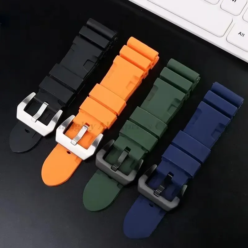 Silicone Watch Band for Panerai SUBMERSIBLE PAM441 359 Pa111 Series Soft Rubber Strap 22mm 24mm 26mm Men's Bracelet Accessories