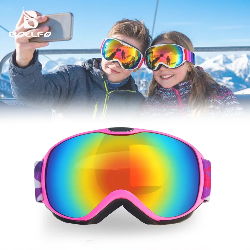 

Детские очки для снегохода, очки для сноуборда для мальчиков и девочек, очки для зимних видов спорта для детей от 4 до 12 лет, противотуманные, с защитой от ультрафиолета, лыжные очки