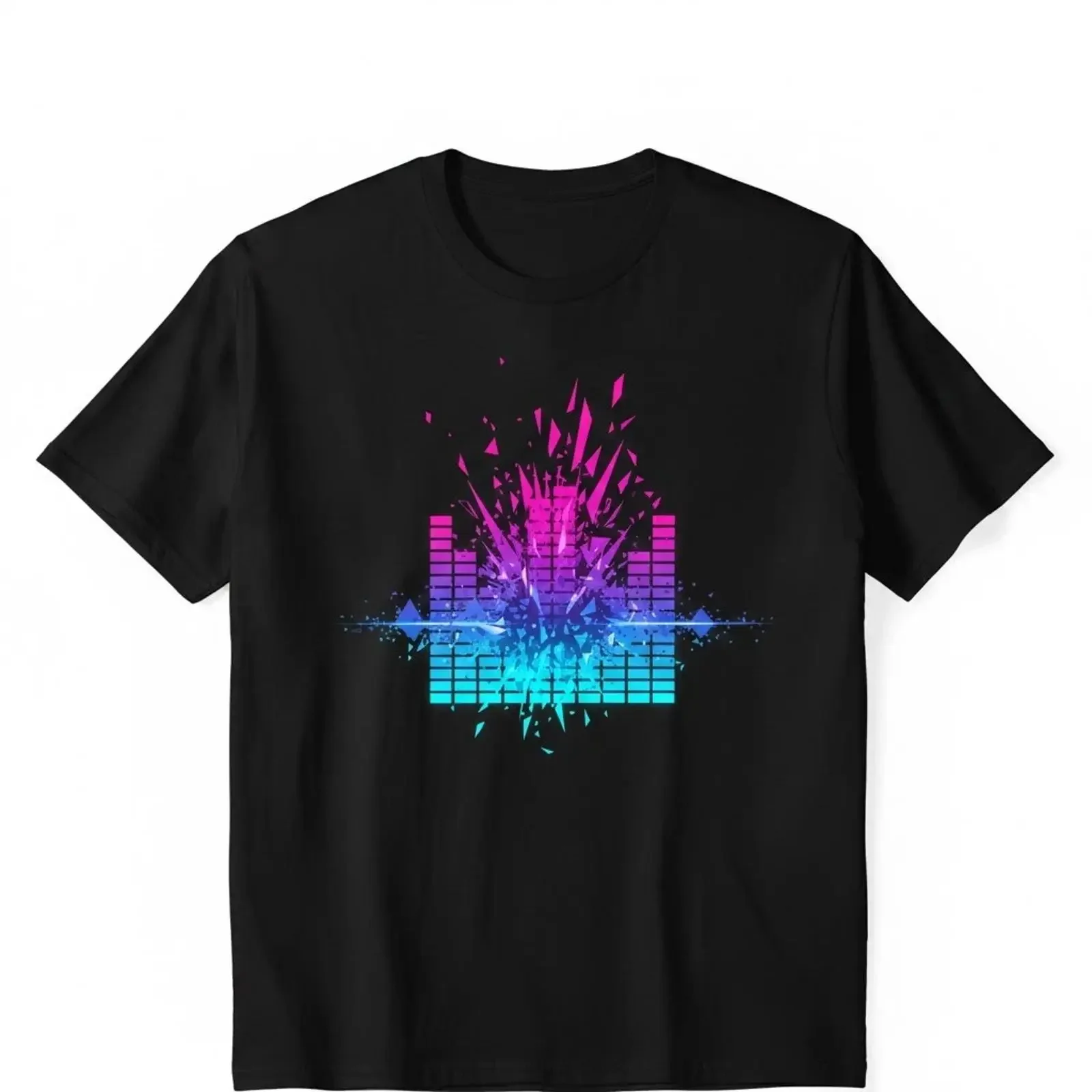 Men's T Shirt Music Equalizer DJ Techno Party Festival Colorful Sound  vintage Washed Comfortable Stretched graphic