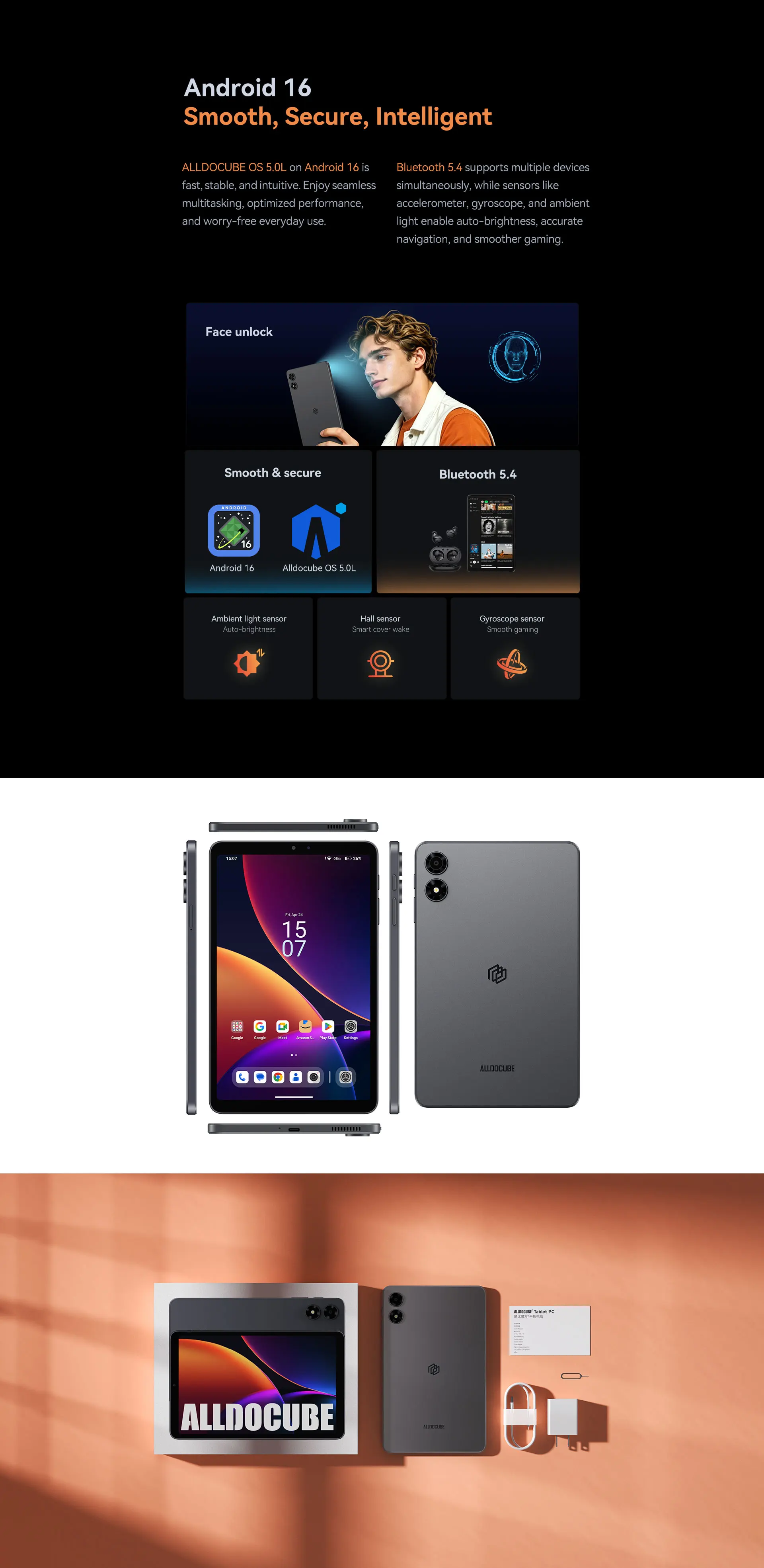 ALLDOCUBE iPlay 80 mini Pro Tablet 8,4'' 90Hz UNISOC T7300 16GB (8GB+8GB virtuell) RAM 128GB ROM Android 16 6050mAh 4G LTE Tablet – Detail 13