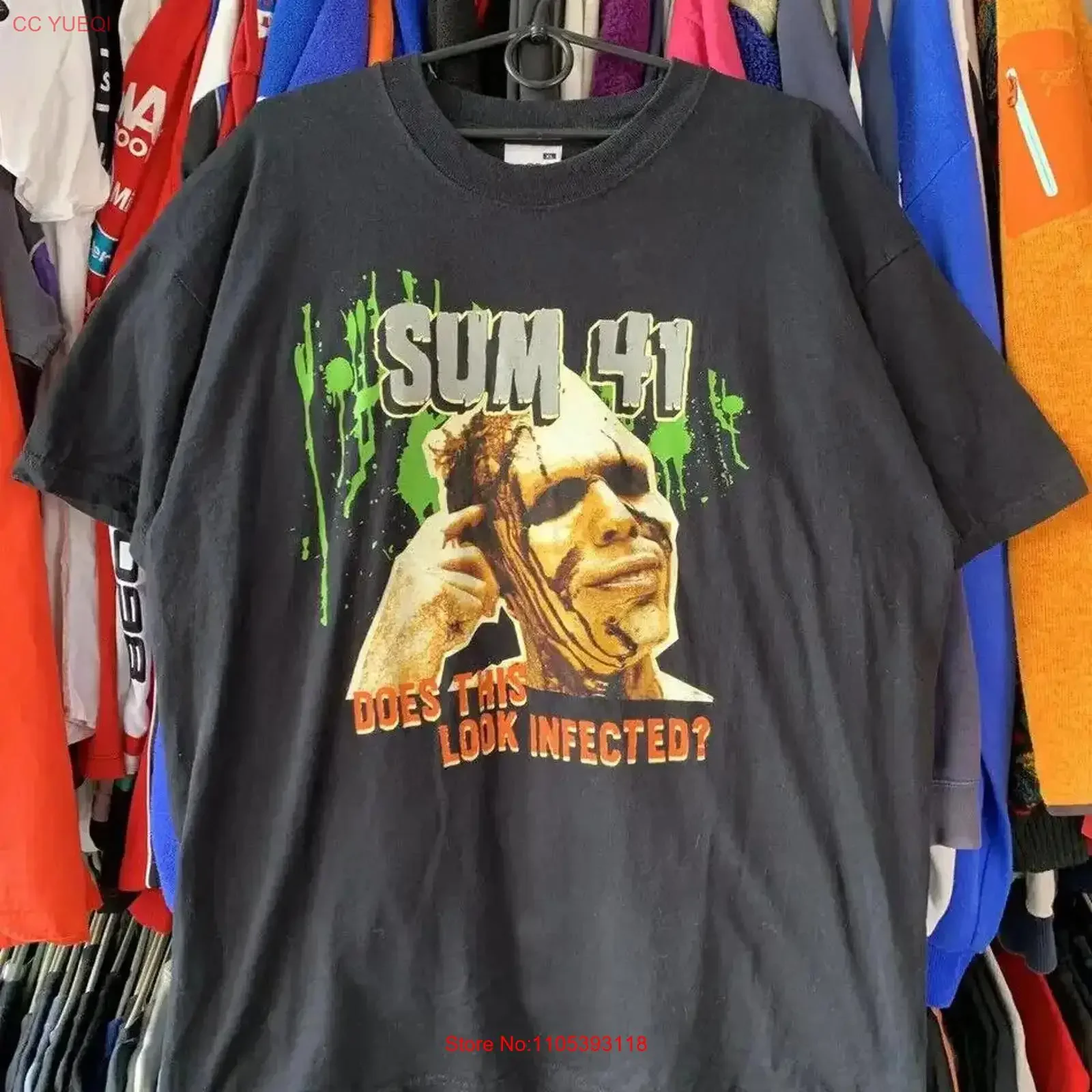 SUM 41 DOES THIS LOOK INFECTED graphic short sleeve shirt men women KTV8344 vintage Washed designer clothes Casual Versatile