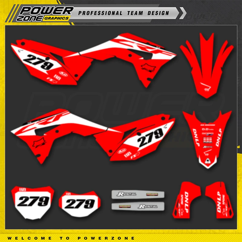 PowerZone Volledige Grafische Achtergrond Decals Stickers Kit Voor HONDA 2021 2020 2019 2018 CRF250RX 2020 2019 2018 2017 CRF450RX 014