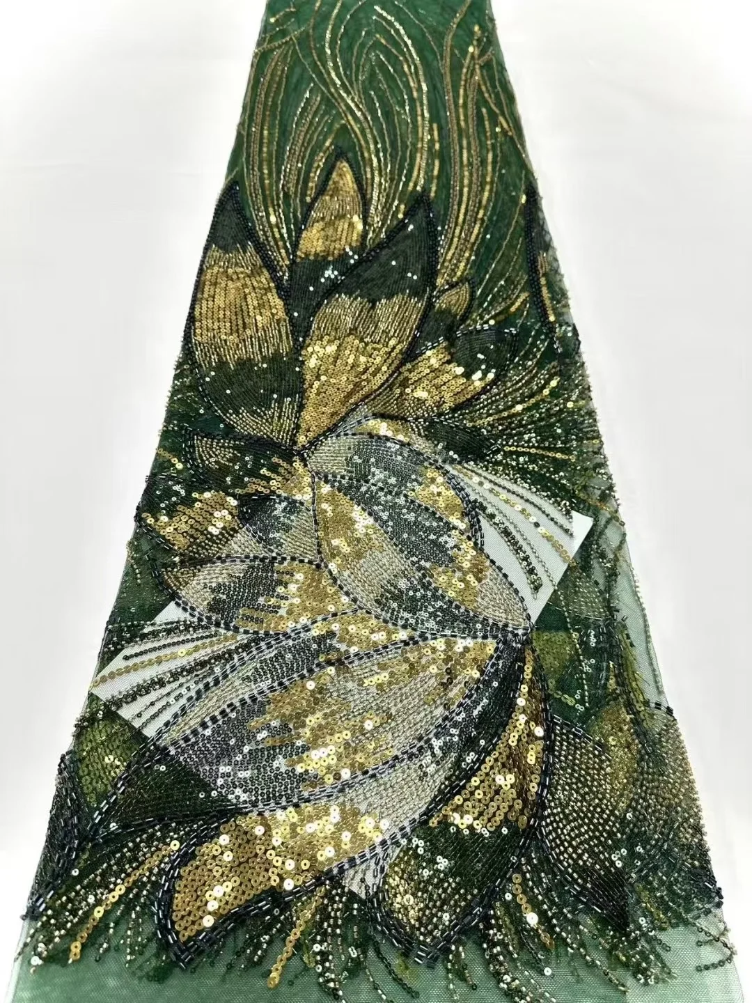 

2025 High Quality African Nigerian Embroidery Tulle Lace Fabric BeadsSequins French Guipure Wedding Party Dress Beaded 5Yards