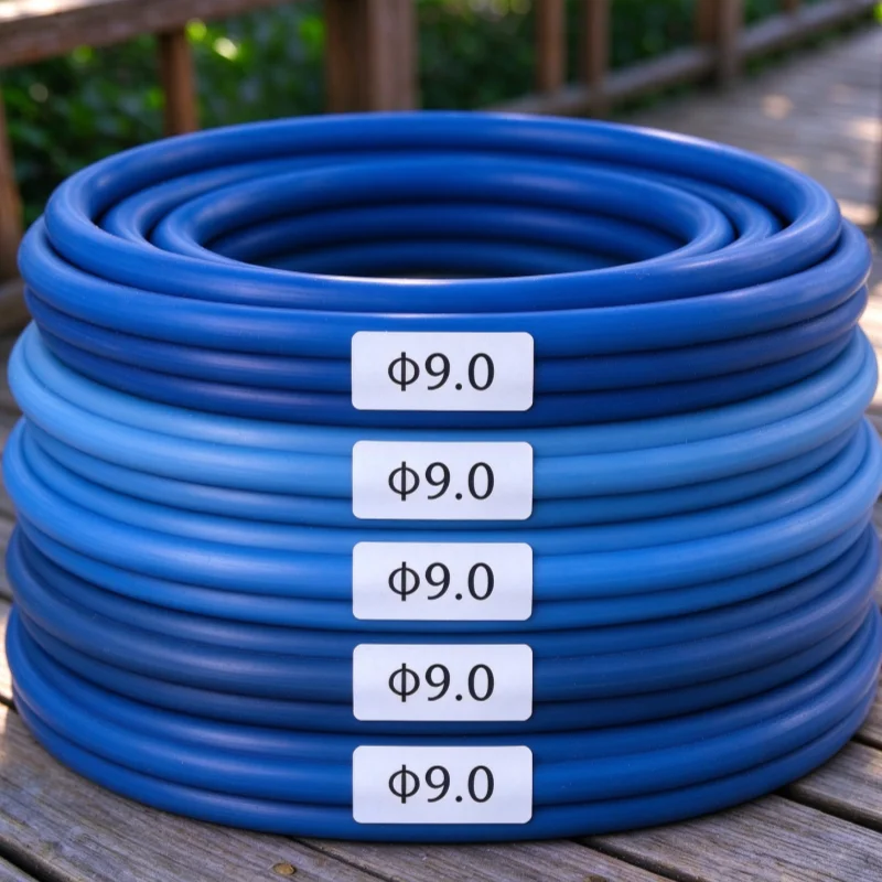 Custom 3-10 Meters Blue Color Diameter 9mm Solid Resistance Bands Fitness Exercise Workout Elastic Stretch Band (Without Hole)