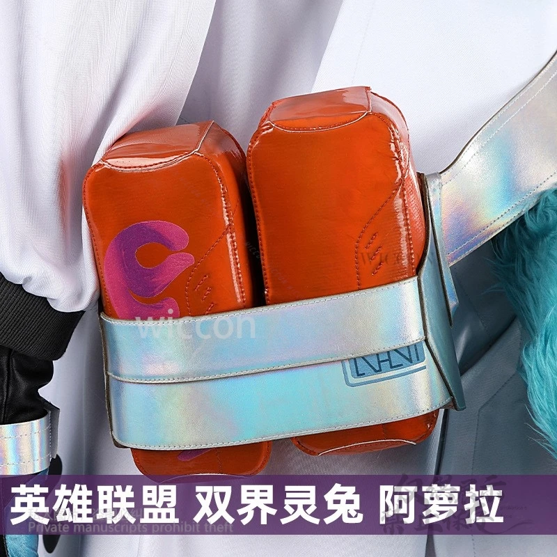 Anime Arcane Game LOL Phantom Spirit Team Skin Aurora Cosplay Costume Hat Tail Luminous Glasses Full Set XS-3XL Halloween Party