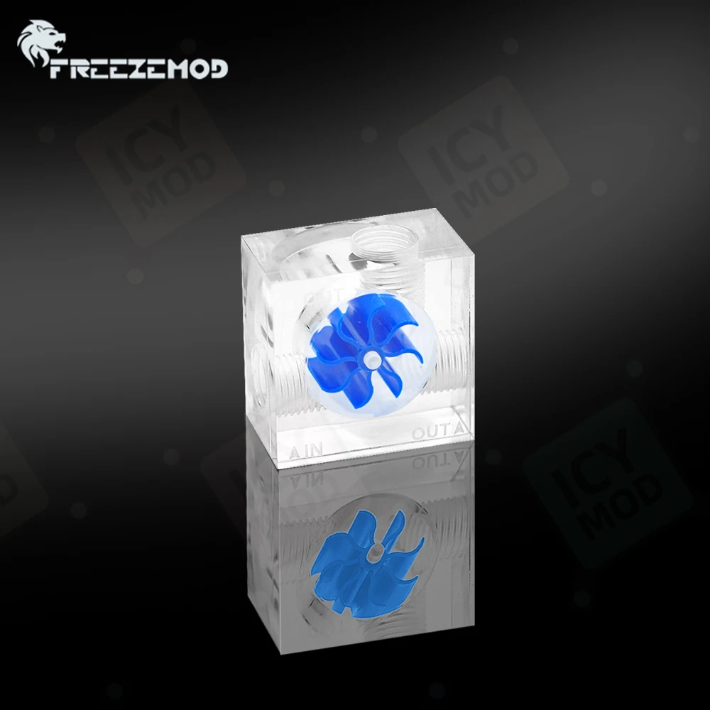 FREEZEMOD indicateur de Cube de débit à 3 voies carré débitmètre de liquide tachymètre observation refroidisseur d'eau pour la surveillance du débit d'eau modding