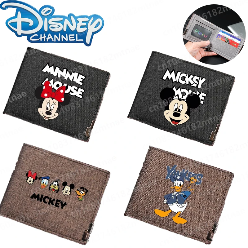 

Cardone Donald Duck Mickey Mouse Print Short Canvas Wallet Denim New Multi-card Money Clip Boys and Girls Coin Purse Gifts