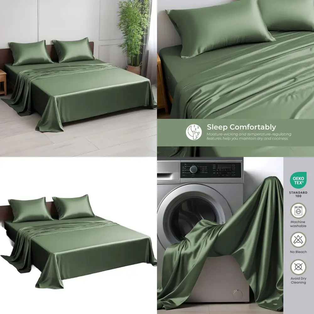 

King Size Bamboo Viscose Sheet Set - Ultra Soft, Breathable, Cooling for Hot Sleepers, 16 Pocket, Luxurious Hotel Quality, Avoca