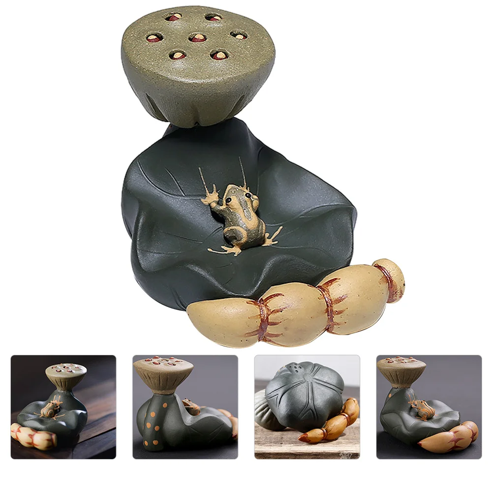 

1Pcs Purple Clay Tea Set Lid Holder Lotus Root Design Handmade Tea Cup Cover Rest Home Decor Purple Clay Decor