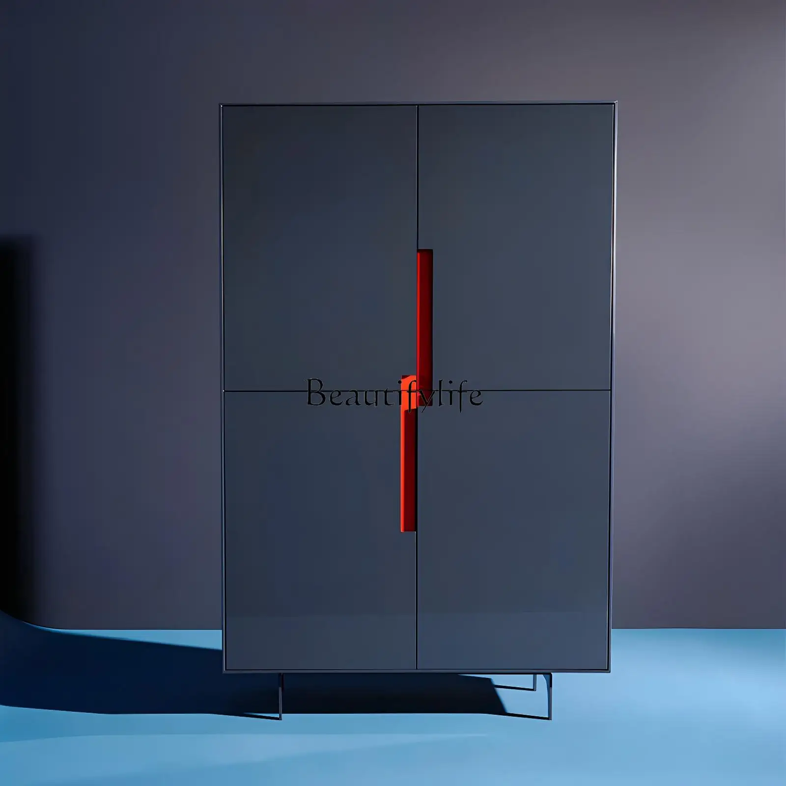 

01Italian minimalist paint dining side cabinet living room wall storage decorative cabinet