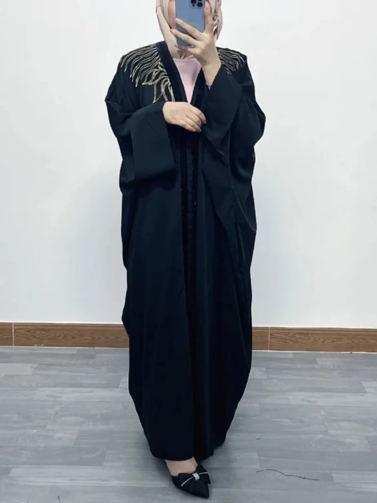 

Women Eid Muslim Abaya Batwing Arab Dubai Abayas Embroidery Cardigan Long Robe Kaftan Islam Modest Appliques Ramadan Morocco