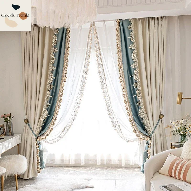 

French Luxury Blackout Curtains for Living Dining Room Bedroom Household Thickening Sunshade High Finished Light Customize