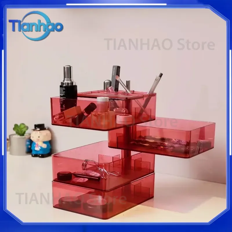 Modern Multi-layer Desktop Organizer for Multifunctional Storage Rotating Jewelry Box for Bathroom Cosmetics Storage
