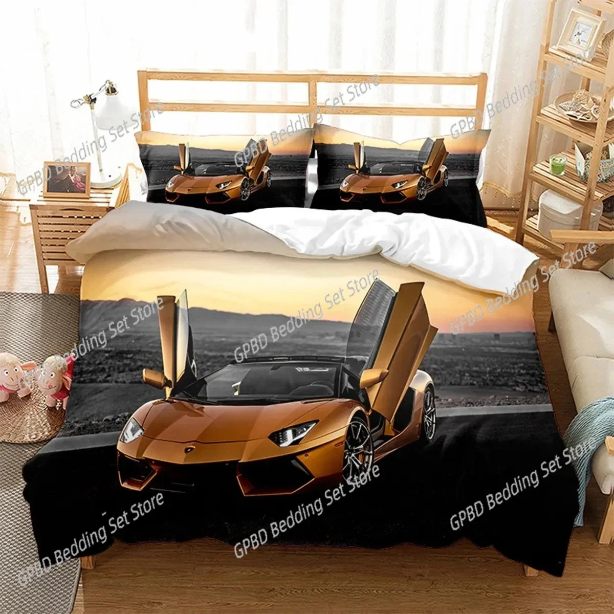 

3D Print Sports Car Bedding Set 3D Printed Suitable for Bedroom Duvet Cover Set With Pillowcases Kids Home Textile