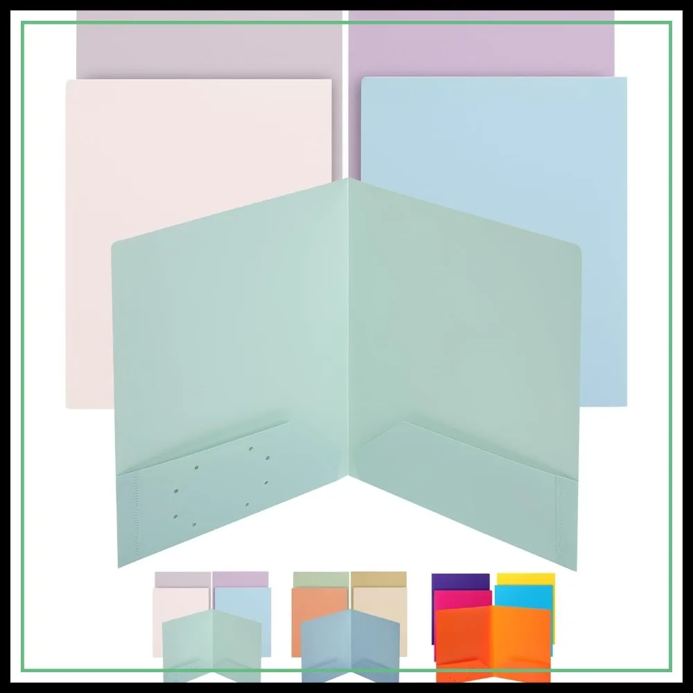 

5 Plastic Folders with Pockets, Pastel Colors, 2 Pocket File Folders for Organization