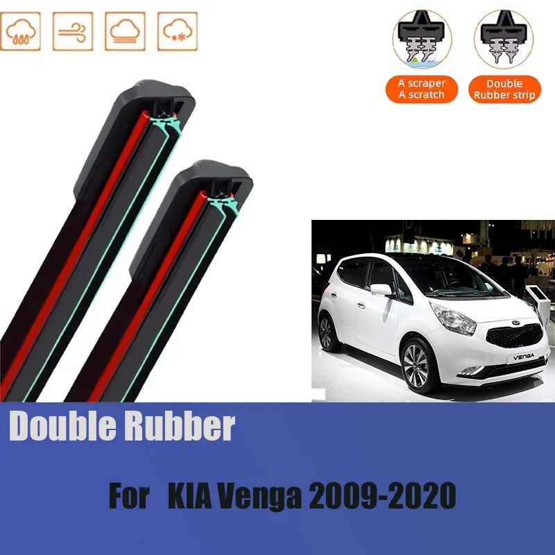 

Car Wiper For Kia Venga 2009-2020 Front Wiper Blades Brushes Auto Accessories Double Rubber Cleaning 2014-2019