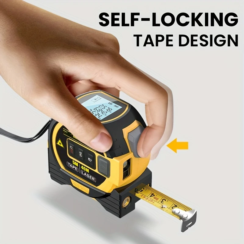 1pc High Precision 3-in-1 Laser Tape Measure with Digital Rangefinder and Steel Tape - Accurately Measure Distances,