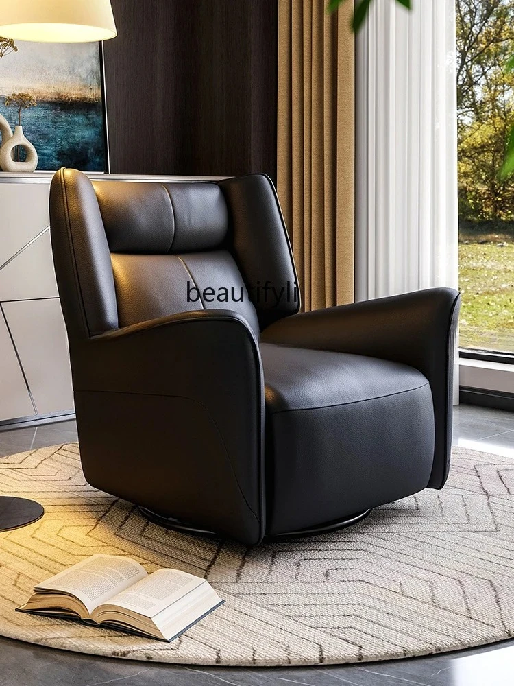 

Italian light luxury first layer cowhide multi-functional massage sofa chair single sofa living room leisure leather recliner