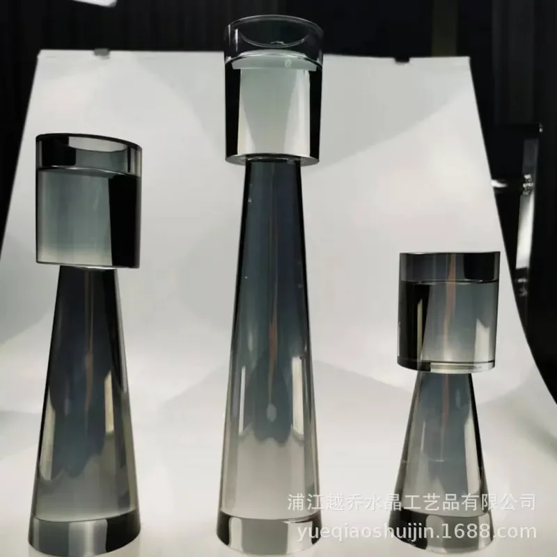 Modern Crystal Candlestick Holder Small Waist Design Handmade Home Decor for Living Room Furniture Ornament Elegant Table