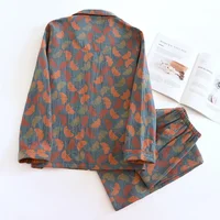 Women's spring and autumn color cotton long-sleeved suit jacquard cotton women's pajamas large cardigan home clothes - Image 4