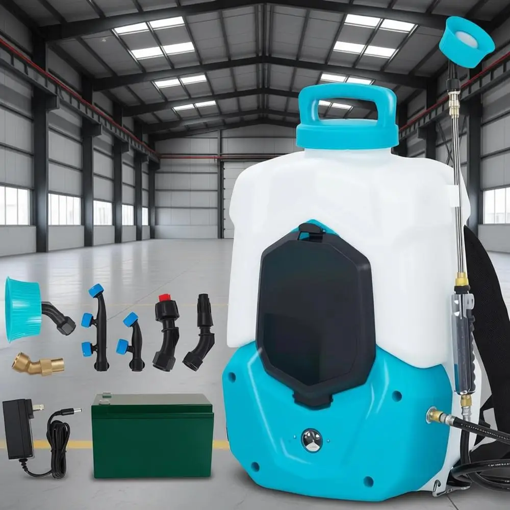 

4 Gallons Battery Powered Backpack Sprayer, 12V 8Ah Electric Sprayer with 6 Nozzles & 2 Wands, 4-6 Hour Runtime, 90PSI Adjustabl