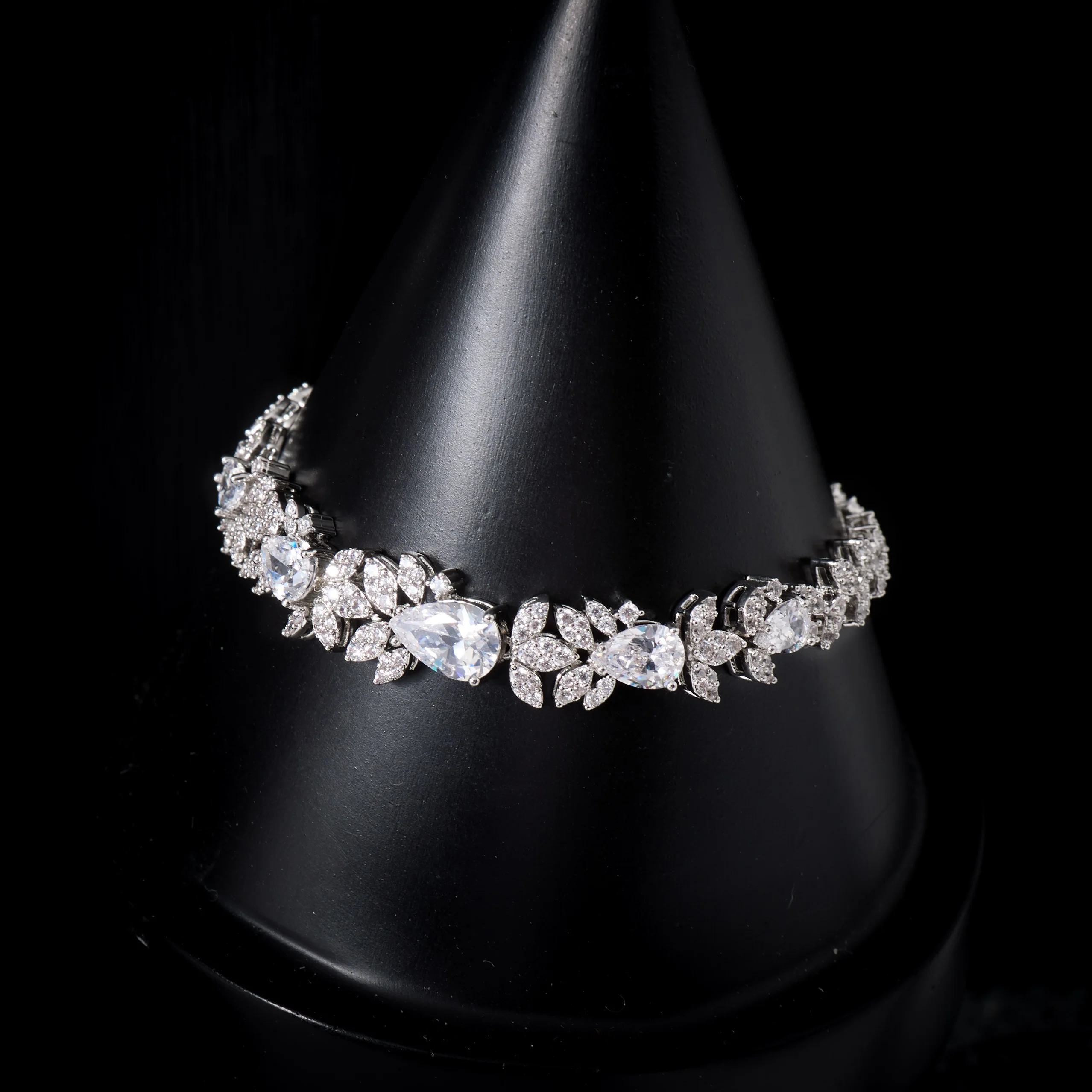 In JEWELIFE  4pcs Pink Cubic Zirconia Jewelry Set | Y-Shaped Lariat Necklace Drop Earrings Bracelet Ring for Wedding Bridesmaid