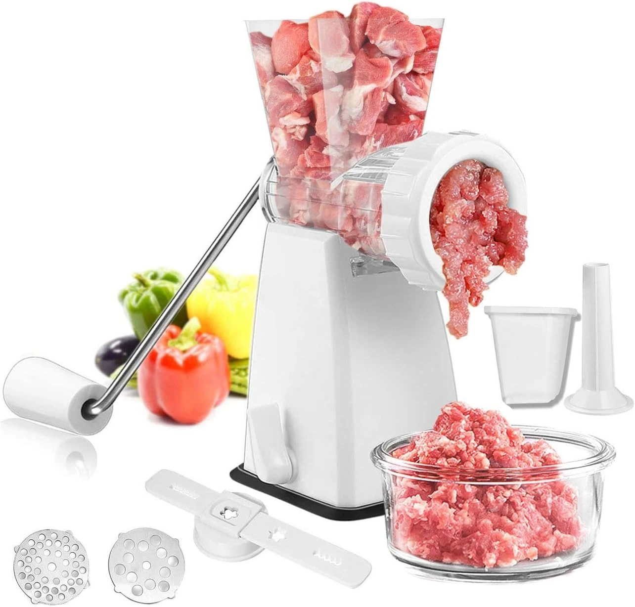 Meat Grinder Stainless Steel Compact Size Multi-Functional Home Use White