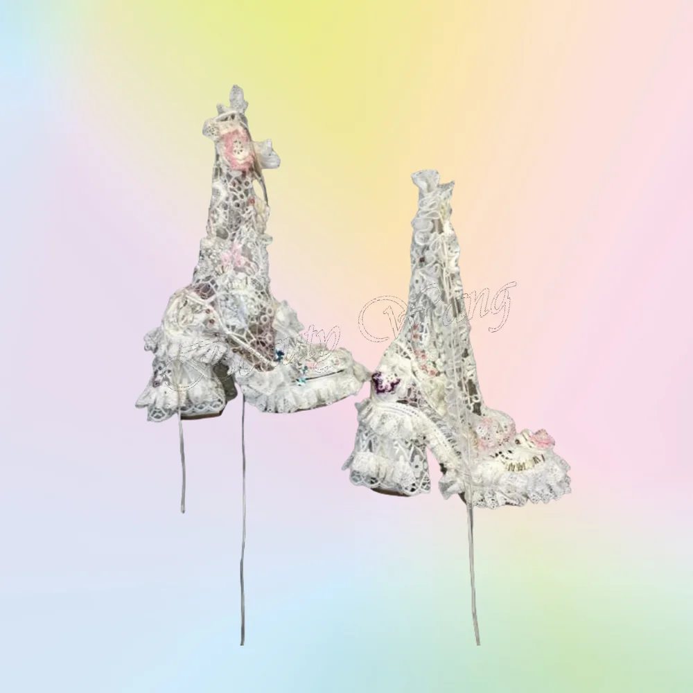 

White Air Mesh Ankle Boots Hollow Chunky Heel Color Ankle Buckle Shoes Thin High Heel Shoes for Women 2025 Zapatos Para Mujere