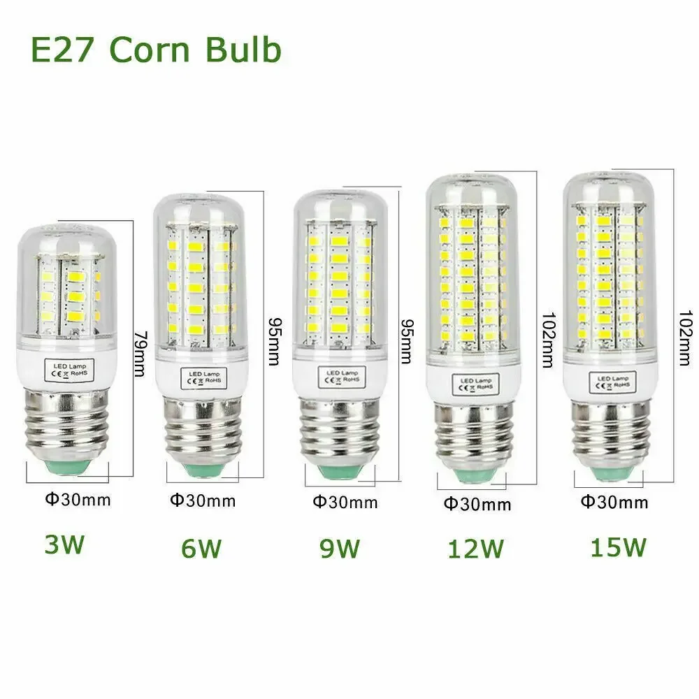 Aoyuansea 3W 6W 9W 12W 15W LED Corn Light Bulbs E14 E27 B22 G9 GU10 5730 SMD Bright Cool / Warm White Lamp 220V 110V For Home