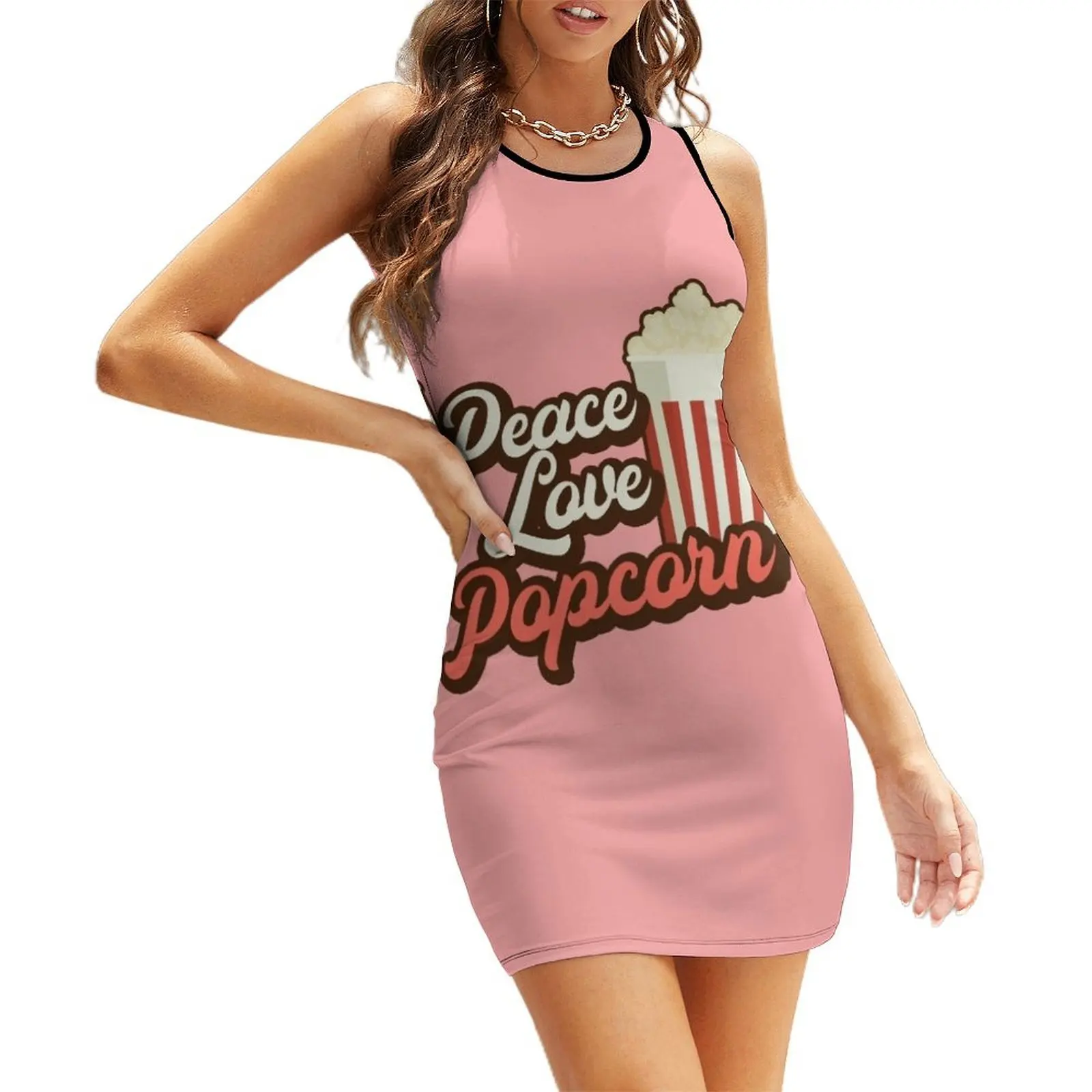 

Peace Love Popcorn. Sleeveless Sundress women's clothing summer 2025 novelties summer women's dress 2025 dress party night
