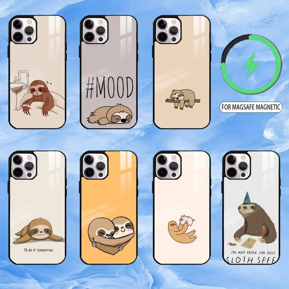 

Чехол для телефона Animal C-Cute S-Sloth для iPhone17,16,15,14,13,12,11 Plus, Pro Max, магнитный для беспроводной зарядки Magsafe