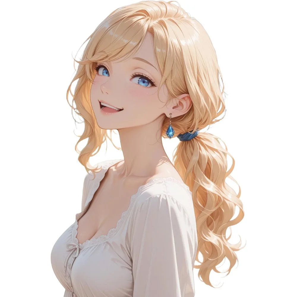 

Blonde Anime Girl 2D Flat Vinyl Sticker, Waterproof Decal for Car & Laptop