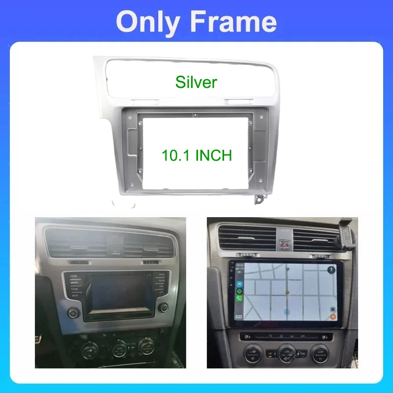 For VW Golf 7 2013-2020 Fascia Stereo Panel Mounting Head Unit Canbus Cable Trim Bezel 10inch Car Radio Face Frame