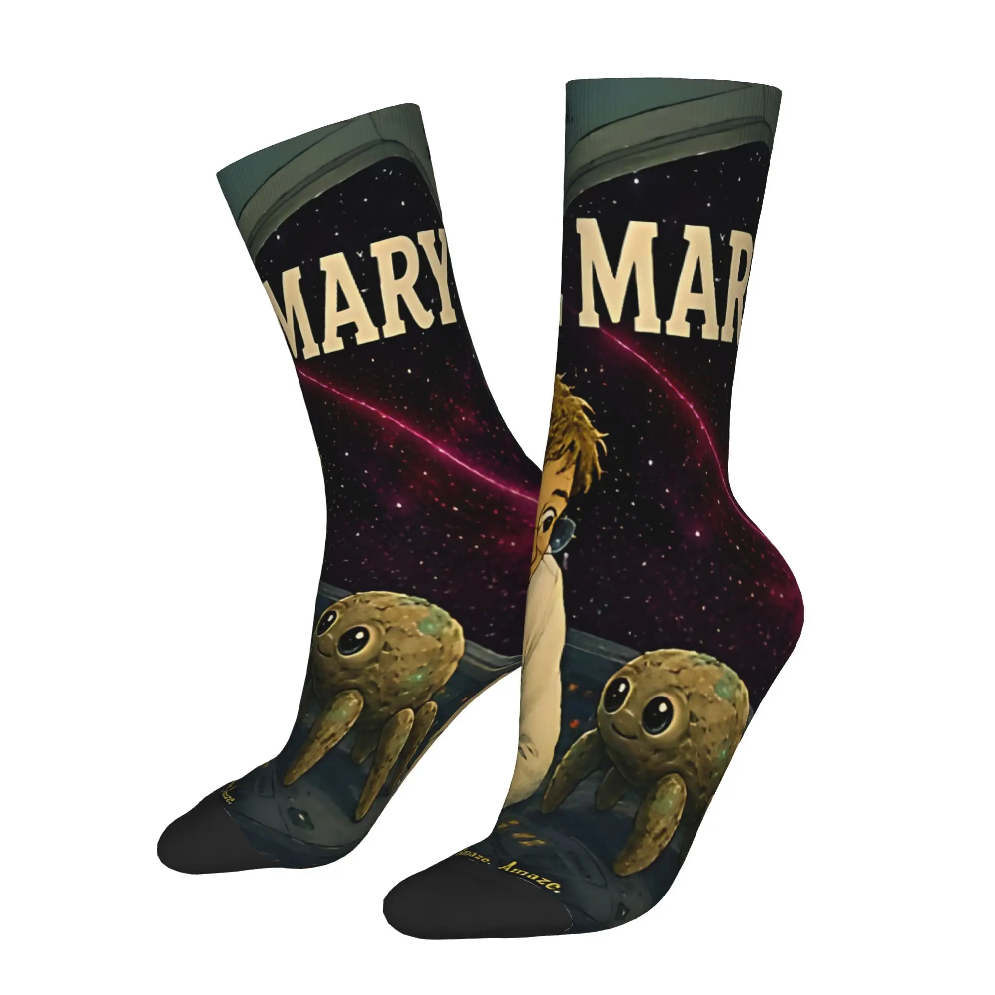 1 Pair Hip Hop Vintage Fist My Bump Movie Crazy Men's Sock Project Hailing Mary Harajuku Pattern Printed Funny Sock