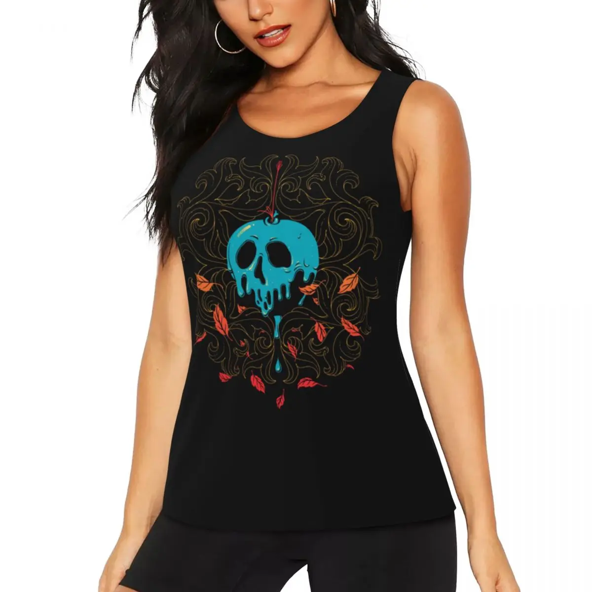 Custom Snow White The Evil Queen Skull Apple Yoga Shirt Women Workout Running Tank Tops