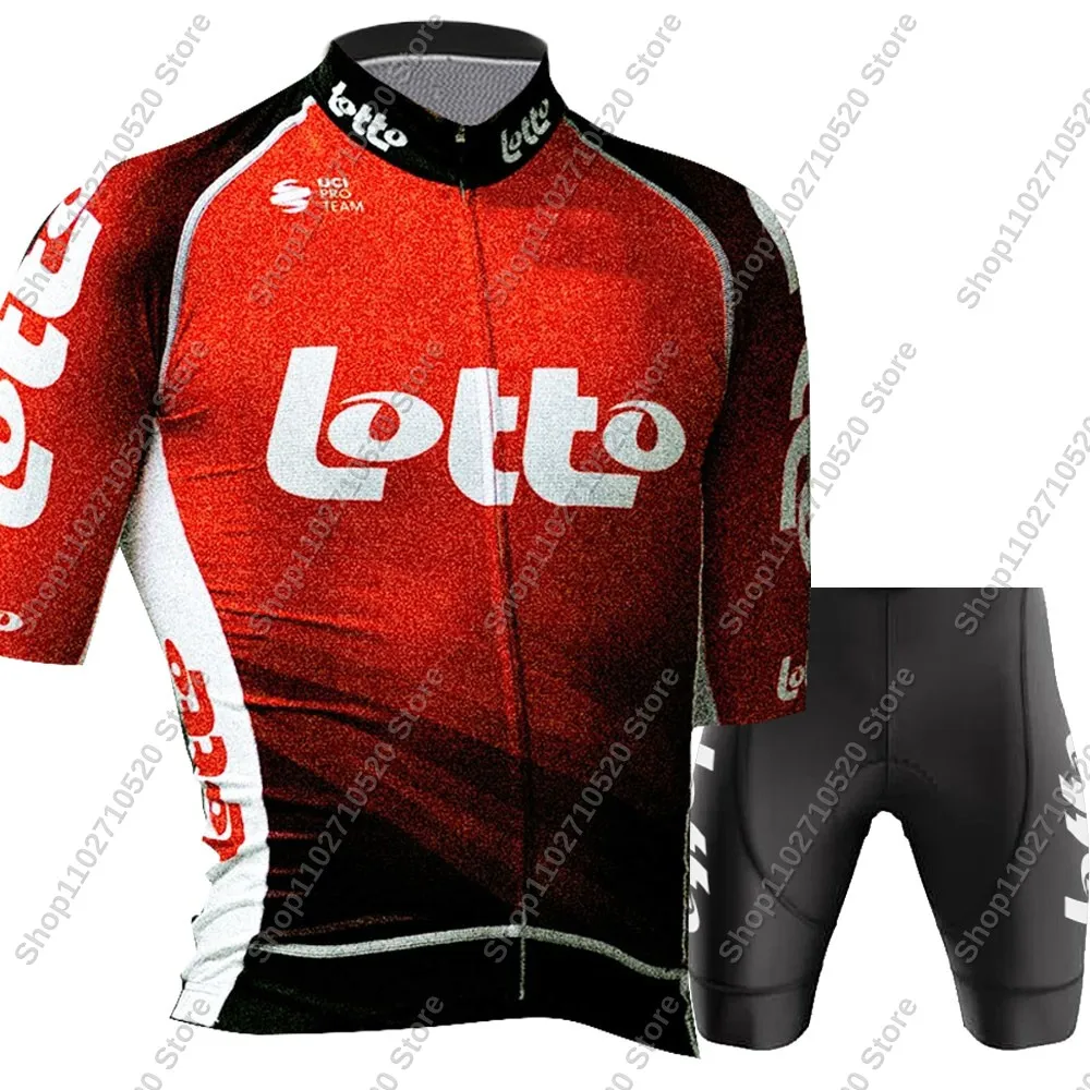 2025 Lotto Team Cycling Jersey Set Summer Cycling Clothing Men's Kit Road Bike Shirts Suit Bicycle Bib Shorts MTB Uniform