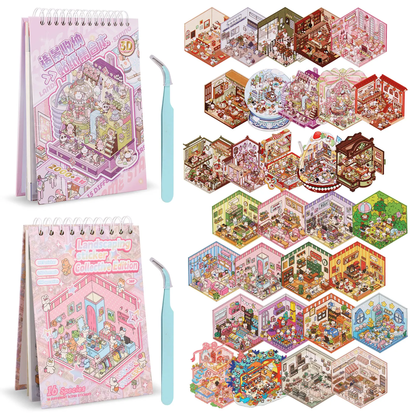 

31 шт., наклейка на сцен для домашних животных, книга для снятия стресса, 3D наклейка, набор сцен, стимуляция воображения, 3D миниатюрная книга для ландшафтного дизайна для детей