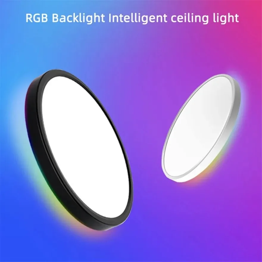 Led Plafondlamp Moderne Dimbare Ronde Ultradunne Achtergrondverlichting Rgb Decoratief Licht Woonkamer Slaapkamer Verlichtingsarmaturen