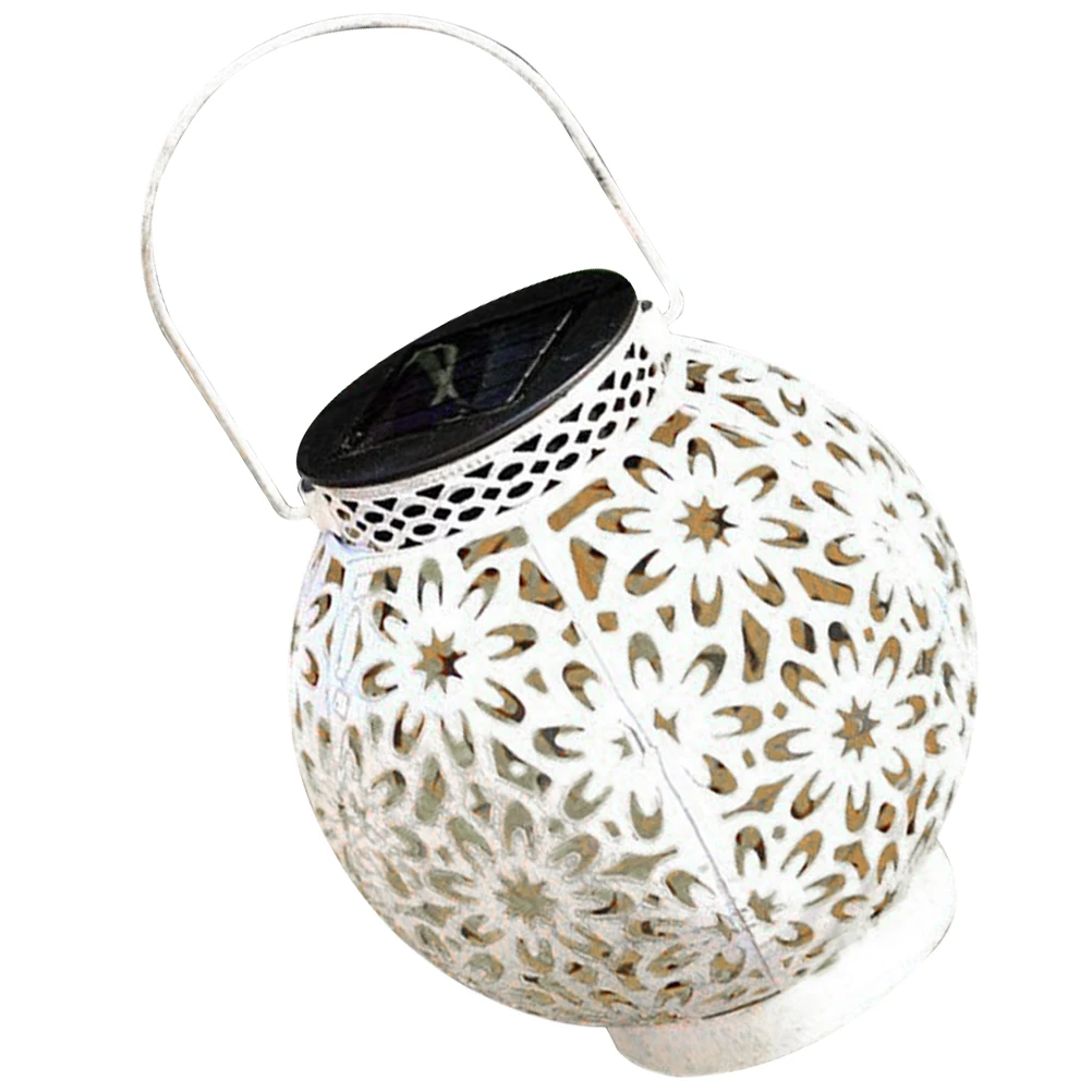 

Solar Lantern Outdoor Garden Hollow Decorative Hanging Lights Durable Material Automatic Sunset Turn On Night Illumination Front