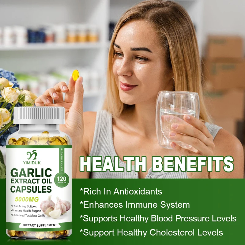 Garlic Oil Extract Capsule Immune and Cardiovascular Support Increase Glutathione Level Cellular Detox