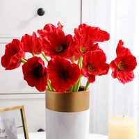 8Pcs Wedding Faux PU Poppy Flowers with Long Stems Artificial Poppies Fake Multicolor Greenery Plants for Home Decor Supplies