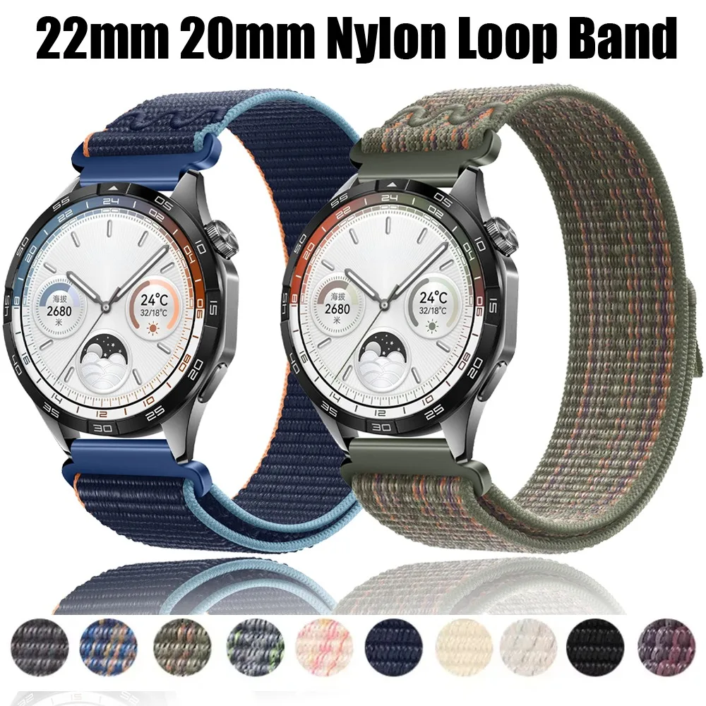22mm 20mm Nylon Loop Band for Huawei Watch GT6/5/4/3/GT Runner 2 Comfortable Bracelet Samsung Watch 7 6 5 4 Amazfit Active 3/Max