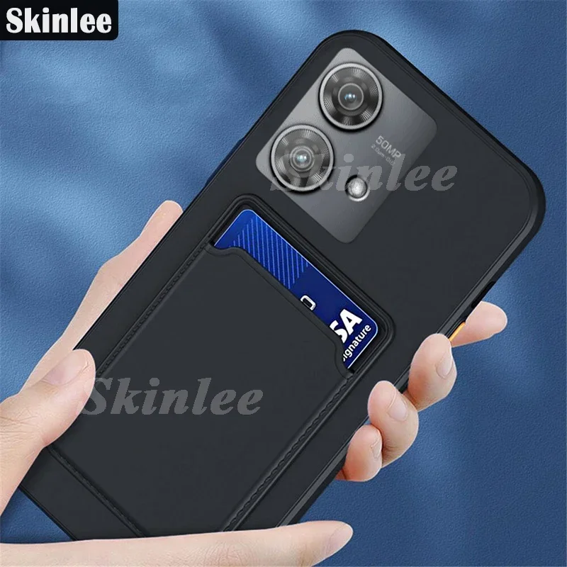Skinlee Case For Motorola Edge 40 Neo 5G With Insertable Card Slot Wallet Silicone Soft Shell For 50 Pro G34 G04 G24 Phone Cover