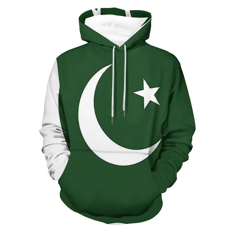 New Pakistan Flag Graphic Hoodies 3D National Emblem Moon Star Printing Sweatshirts Kids Fashion Hooded Hoody Women Y2k Pullover