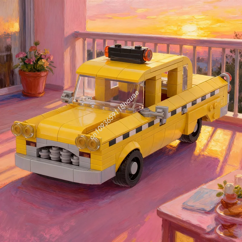 

386 шт. MOC Checker Taxi Cab, городская модель, строительные блоки, рождественские подарки, архитектура, сборка, сделай сам, креативные игрушки, образовательный кирпич