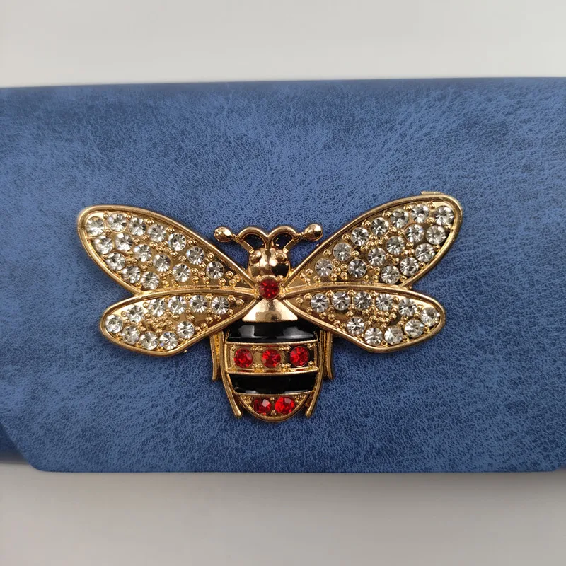 다이아몬드 꿀벌 안경 파우치 가방 PU 가죽 커버 선글라스 케이스 여성용 남성용 안경 주최자 여성용 선물 B1