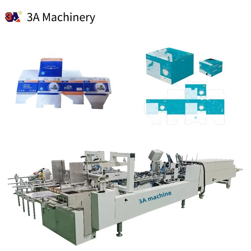 CQT-800 Cardboard/Corrugated Straight Line Box Mini Folder Gluer Machine PLC Core Wood Case for Tea Gift Box Manufacturing