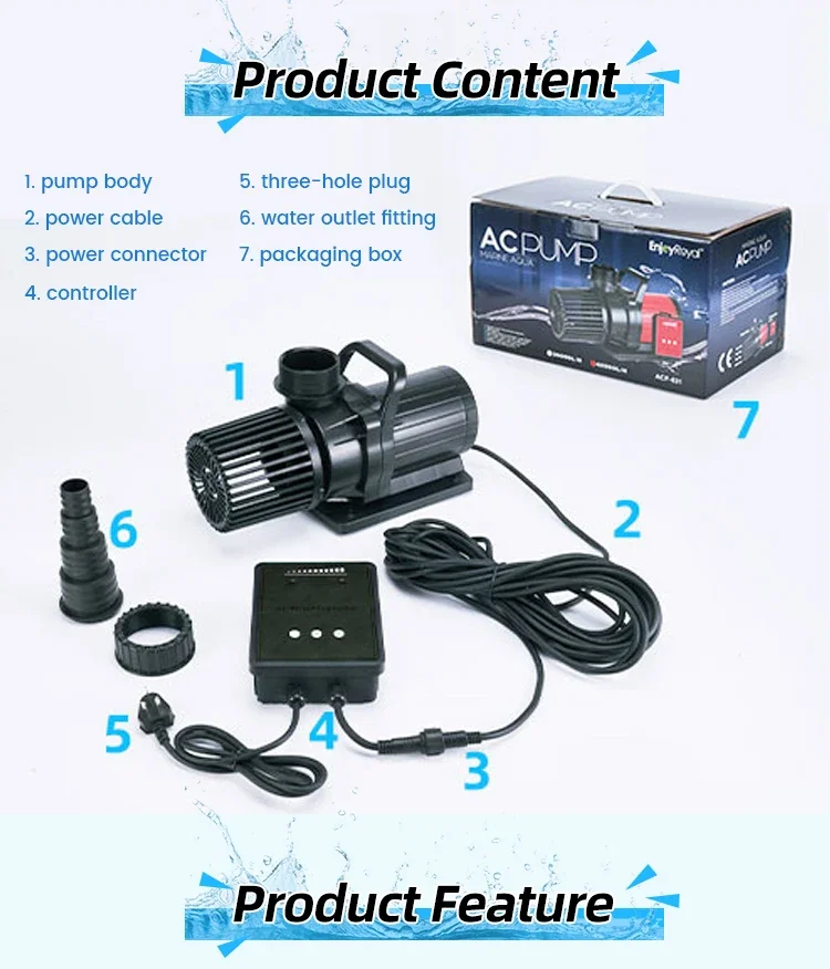 Factory price agriculture silent water pump AC 15000L/H wave maker oxygen fish pond tank submersible aquarium water pump